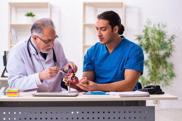 Two male doctors working in the clinic