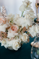 The Concept Of Wedding Decor. Gold and hunter green decor