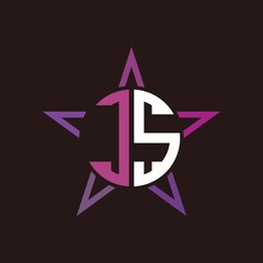 J S initials circle with stars and black background