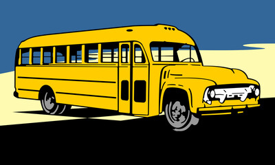 Fototapeta na wymiar School Bus Safety Chassis Vintage USA 1956