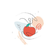 Vector abstract illustration of a hand with a red Apple.