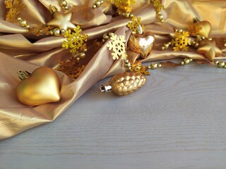 Gold-plated Christmas toys and tinsel