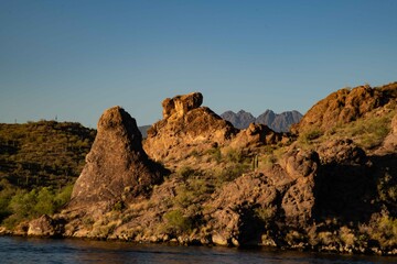 Fototapeta na wymiar Saguaro lake Arizona boat ride.