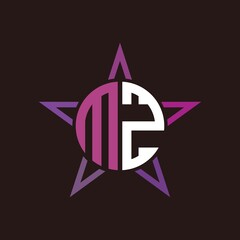 M Z initials circle with stars and black background