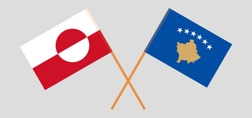 Crossed flags of Kosovo and Greenland