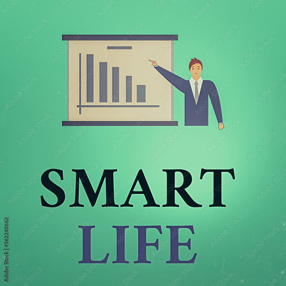 Poster conceptual hand writing showing smart life. concept meaning technology that works to make living enj