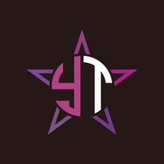 Y T initials circle with stars and black background