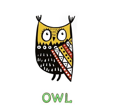 Cute Looking Owl. Vector illustration