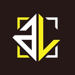 A L quadrangle monogram initials with square