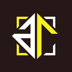 A R quadrangle monogram initials with square