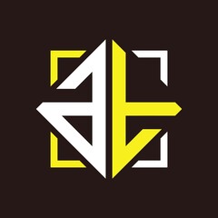 A T quadrangle monogram initials with square