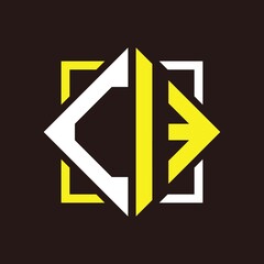 C I initials quadrangle monogram with square