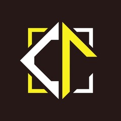 C R initials quadrangle monogram with square