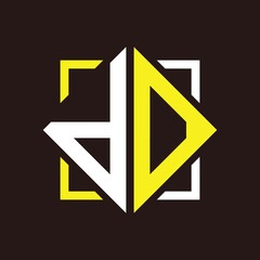 D O Initials quadrangle monogram with square