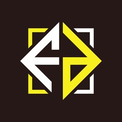 F D Initials quadrangle monogram with square