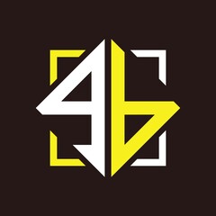 G B Initials quadrangle monogram with square