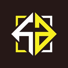 H A Initials quadrangle monogram with square