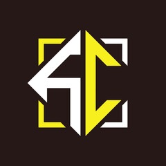 H C Initials quadrangle monogram with square