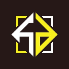 H D Initials quadrangle monogram with square