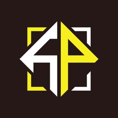 H P Initials quadrangle monogram with square