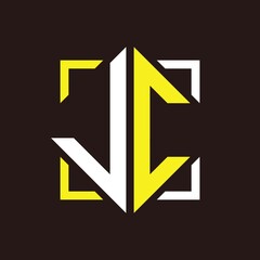 J C Initials quadrangle monogram with square
