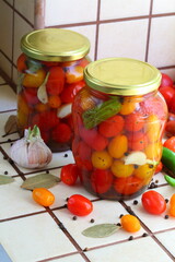 jars of pickled vegetables