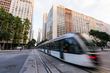 Traffic in Presidente Vargas avenue in Rio de Janeiro city downtown