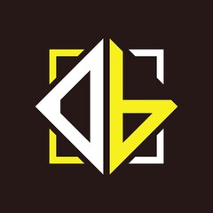 O B Initials quadrangle monogram with square