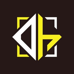 O H Initials quadrangle monogram with square