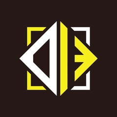 O I Initials quadrangle monogram with square