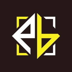 P B Initials quadrangle monogram with square