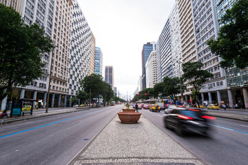 Traffic in Presidente Vargas avenue in Rio de Janeiro city downtown