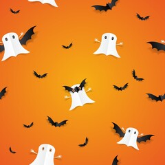 Happy Halloween card design elements on background, vector illustration