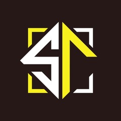 S R Initials quadrangle monogram with square