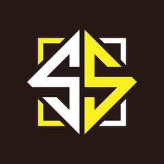 S S Initials quadrangle monogram with square