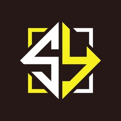 S Y Initials quadrangle monogram with square
