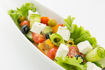 Greek salad white background