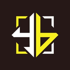 Y B Initials quadrangle monogram with square