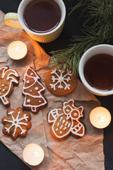 Christmas homemade cookies lie on the table