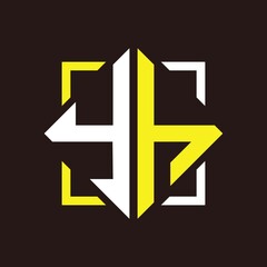 Y H Initials quadrangle monogram with square