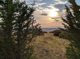 sunset over the mountains