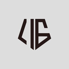 I G black pentagon initials with a gray background