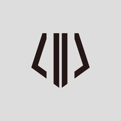 I I black pentagon initials with a gray background