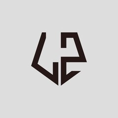 L Z black pentagon initials with a gray background