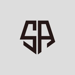 S A black pentagon initials with a gray background