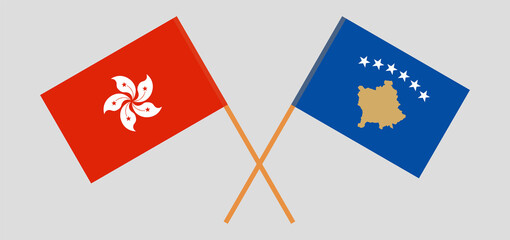 Crossed flags of Kosovo and Hong Kong