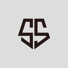 Obraz premium S S black pentagon initials with a gray background