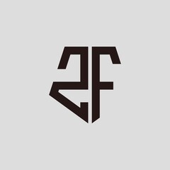 Z F black pentagon initials with a gray background
