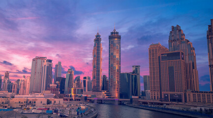 Fototapeta premium Dubai Water Canal Area at Night