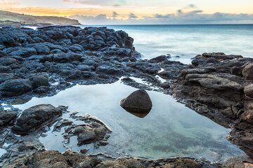 Anakena Beach on Easter Island, Rapa Nui in Chile